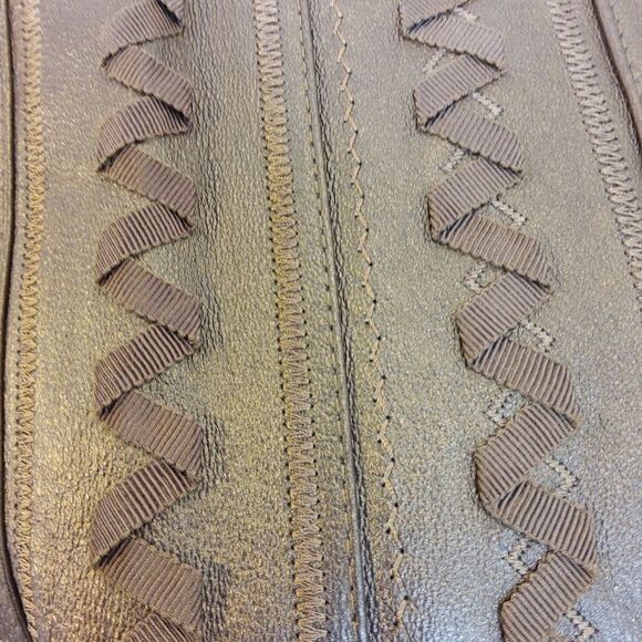 Nygard brown leather and fabric zippered front long sleeve jacket - Picture 7 of 16